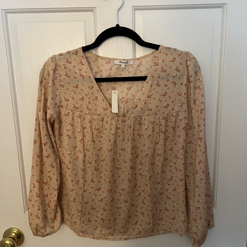 Madewell Beige Floral Blouse